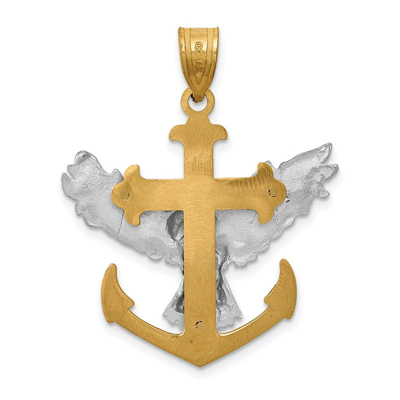 14k Two-tone Mariners Cross with Eagle Pendant C264
