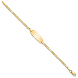 14k Polished Semi-Solid Chain/Solid Plate Curb Link Oval 18.5x8.5mm Plate 5.5 inch Baby/Child ID Bracelet DCID144
