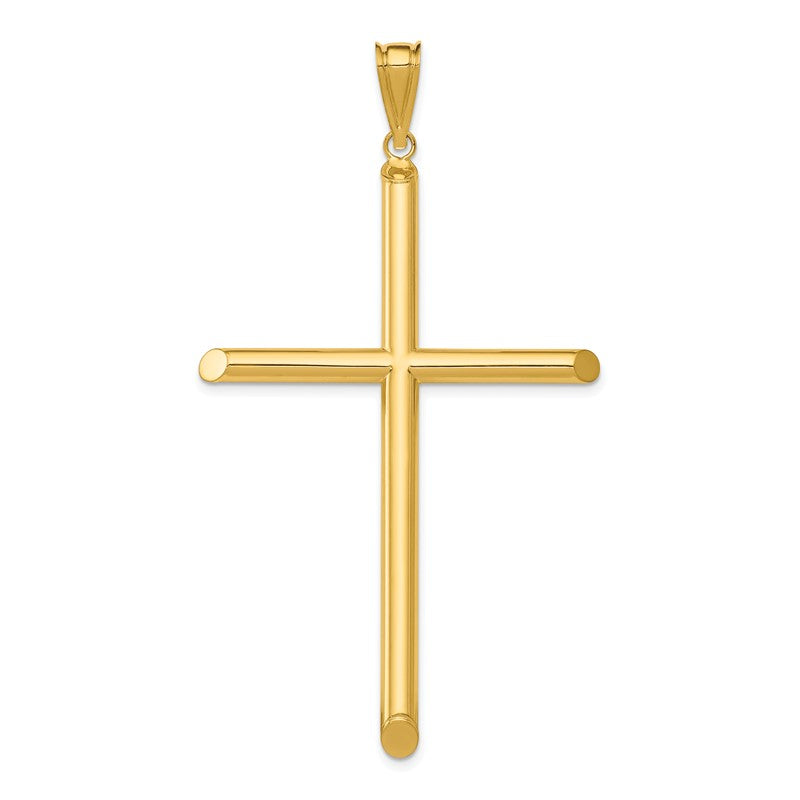 14k Large Polished Tube Cross Pendant K6191