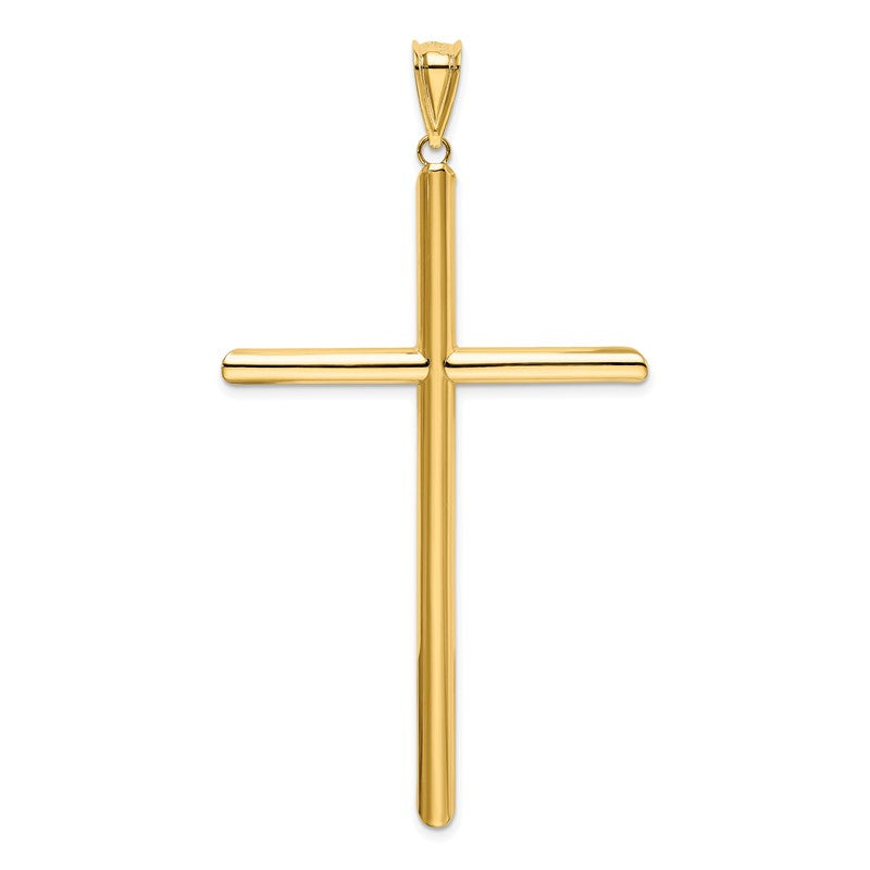 14k Large Polished Tube Cross Pendant K6191