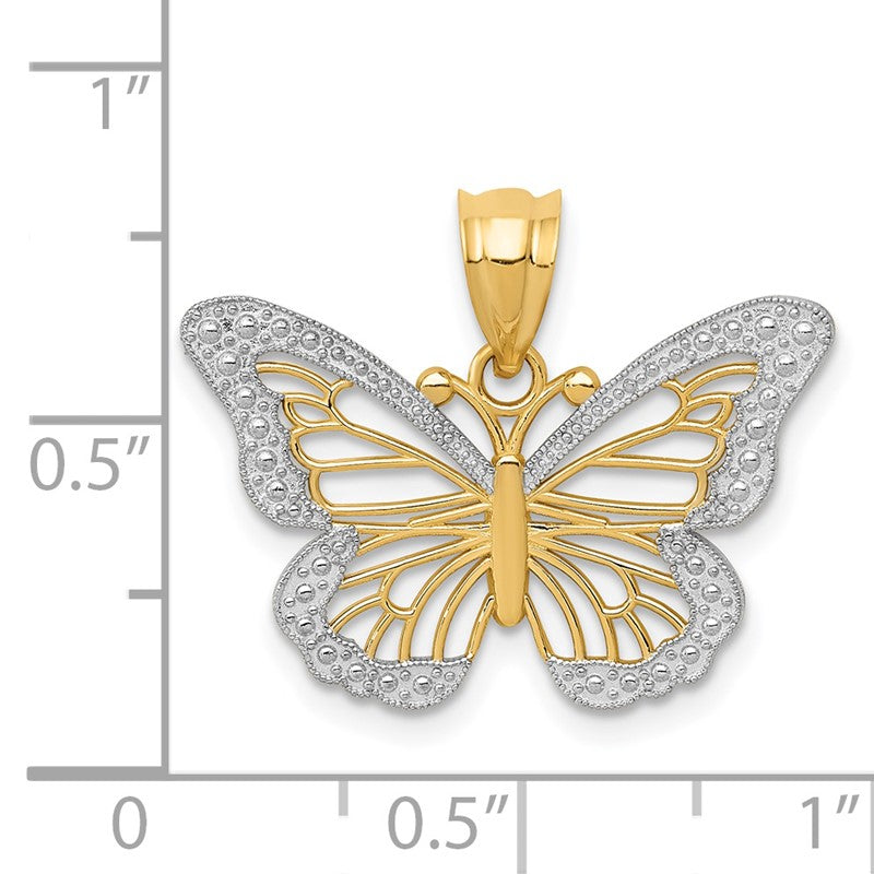 14k and White Rhodium Butterfly Pendant K4845
