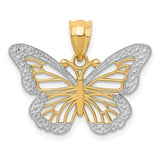 14k and White Rhodium Butterfly Pendant K4845