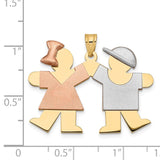 14k Tri-color The Kids Medium Girl on Left and Boy on Right Engravable Kiss Charm XK420