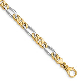 14K Two-tone 18 inch 6.1mm Hand Polished Fancy Link with Fancy Lobster Clasp Chain LK488