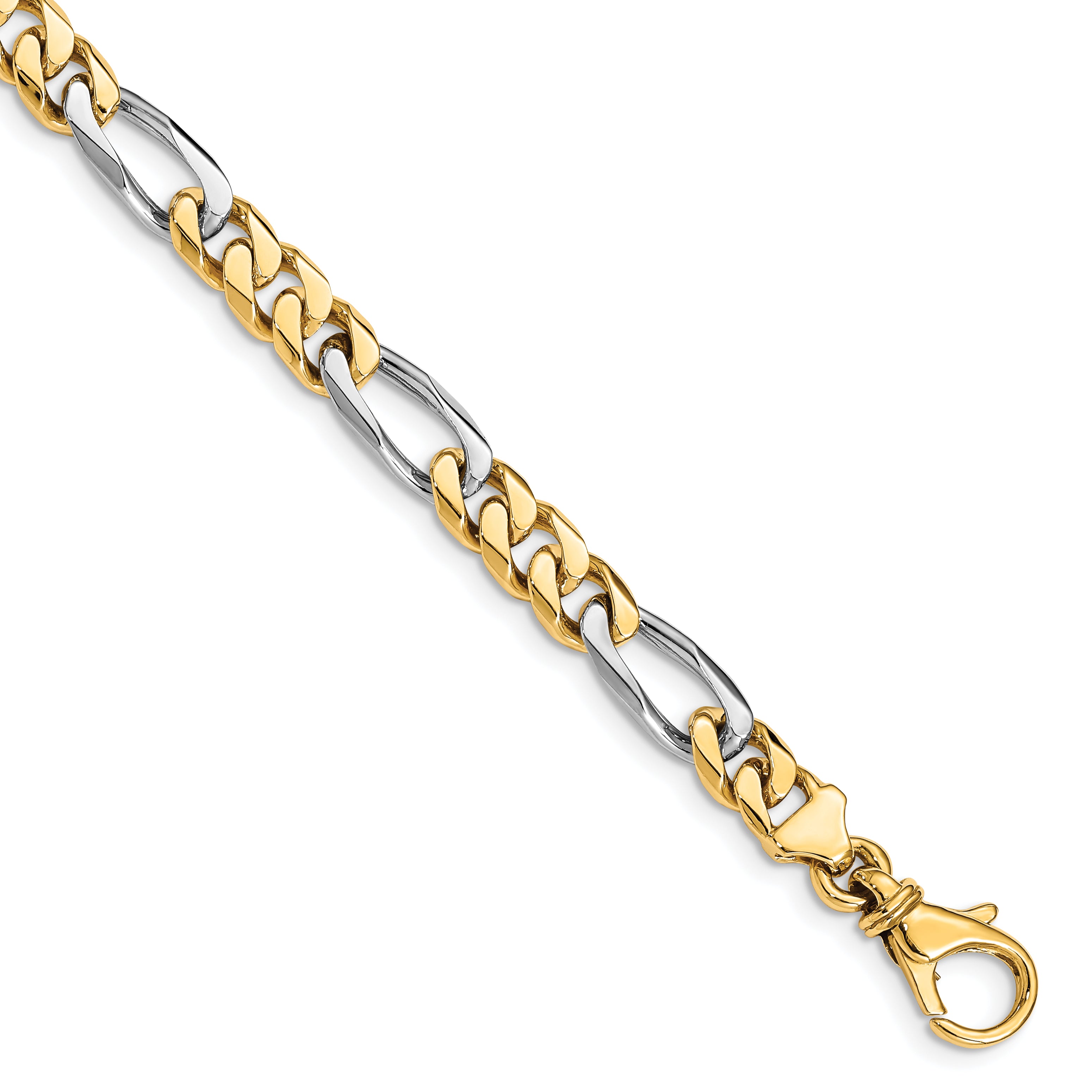 14K Two-tone 18 inch 6.1mm Hand Polished Fancy Link with Fancy Lobster Clasp Chain LK488