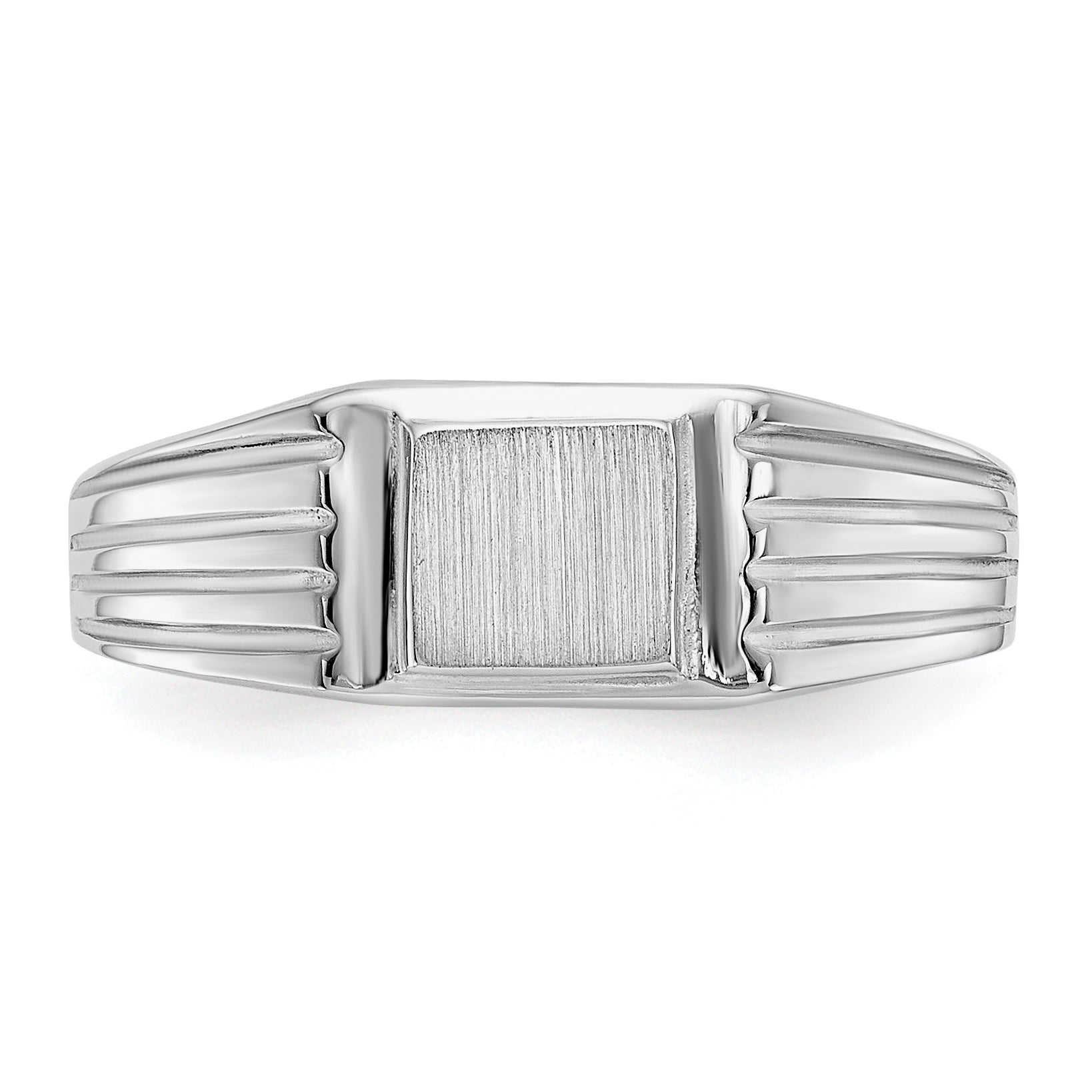 14k White Gold 5.25x5.0mm Childs Open Back Signet Ring D1876