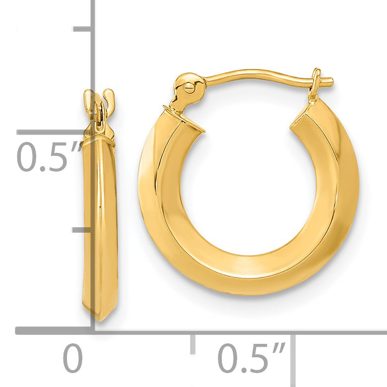 14k 2x15mm Polished Knife-Edge Tube Hoop Earrings YE1769