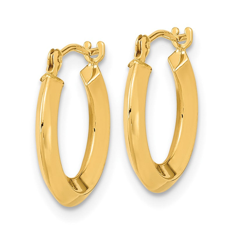 14k 2x15mm Polished Knife-Edge Tube Hoop Earrings YE1769