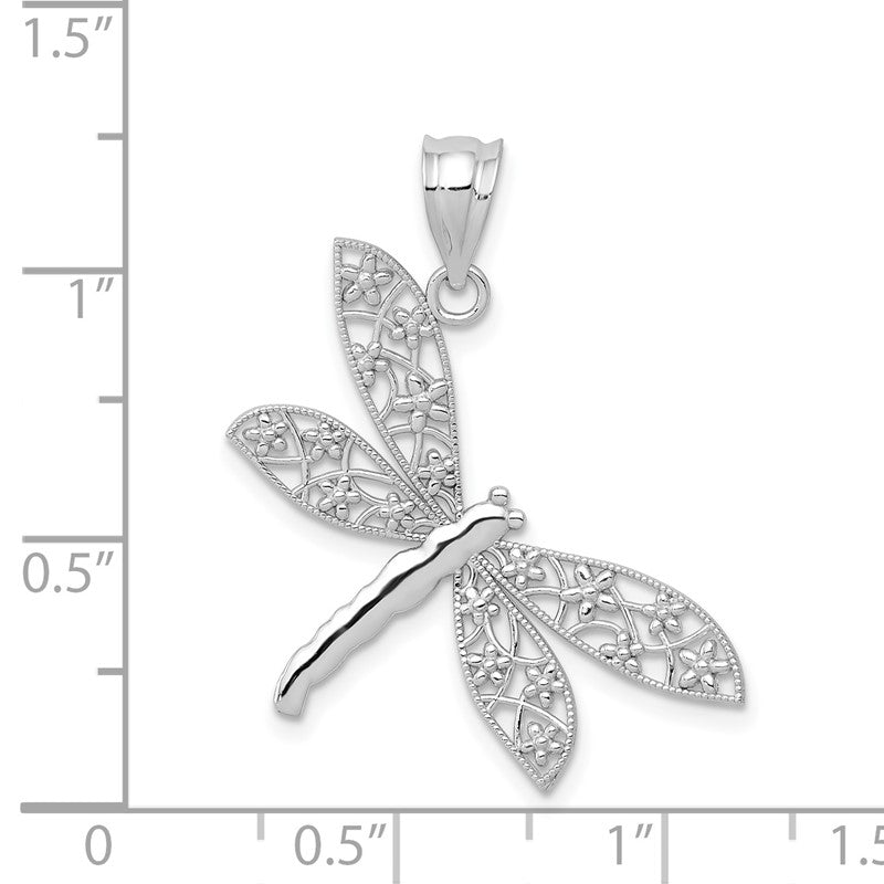 14k White Gold Filigree Dragonfly Pendant K4848