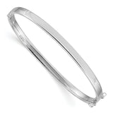 14k White Gold Polished 4.00mm Hinged Oval Bangle Bracelet DB499