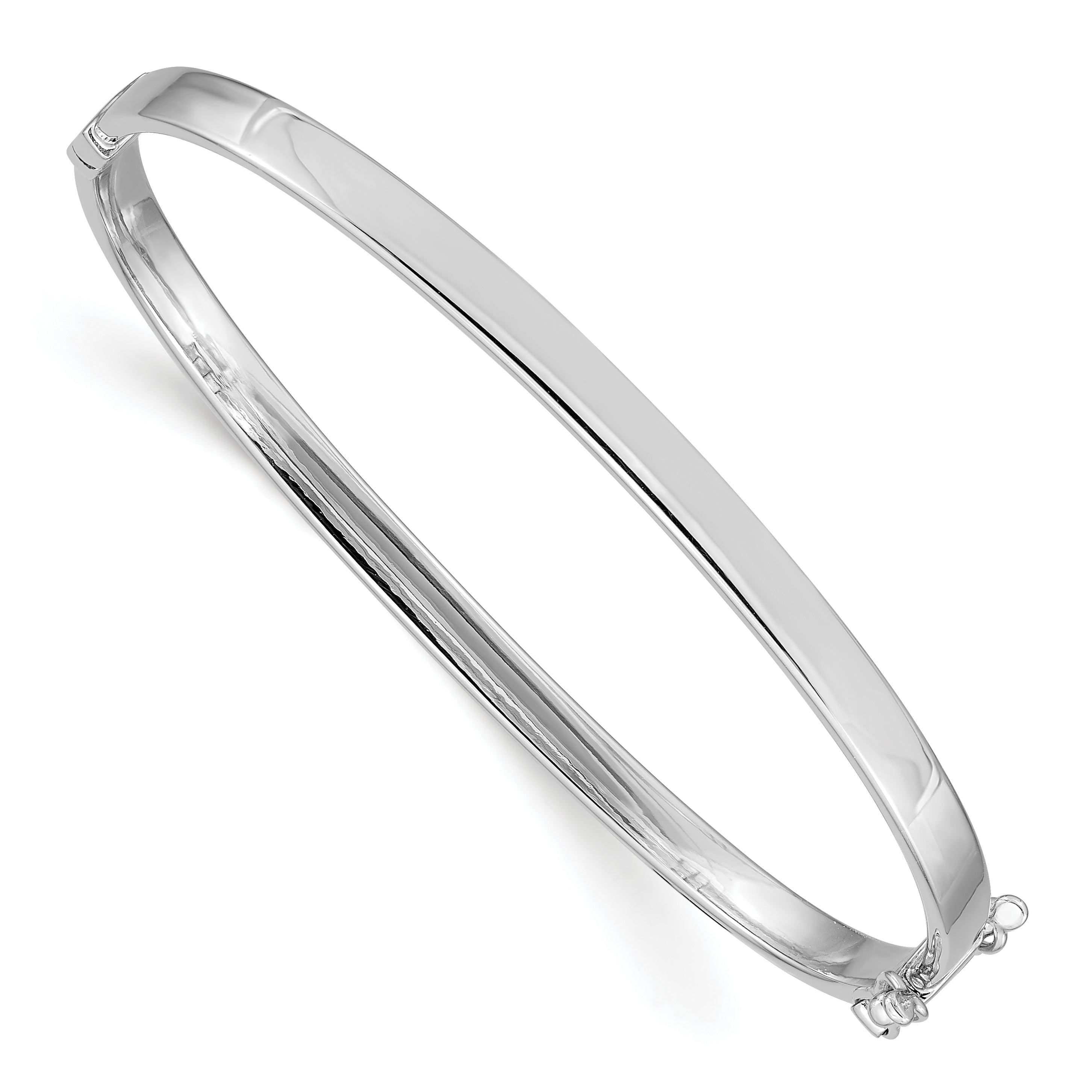 14k White Gold Polished 4.00mm Hinged Oval Bangle Bracelet DB499
