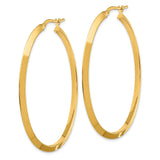 14K 3x51mm Large Knife-Edge Oval Hoop Earrings TF1638