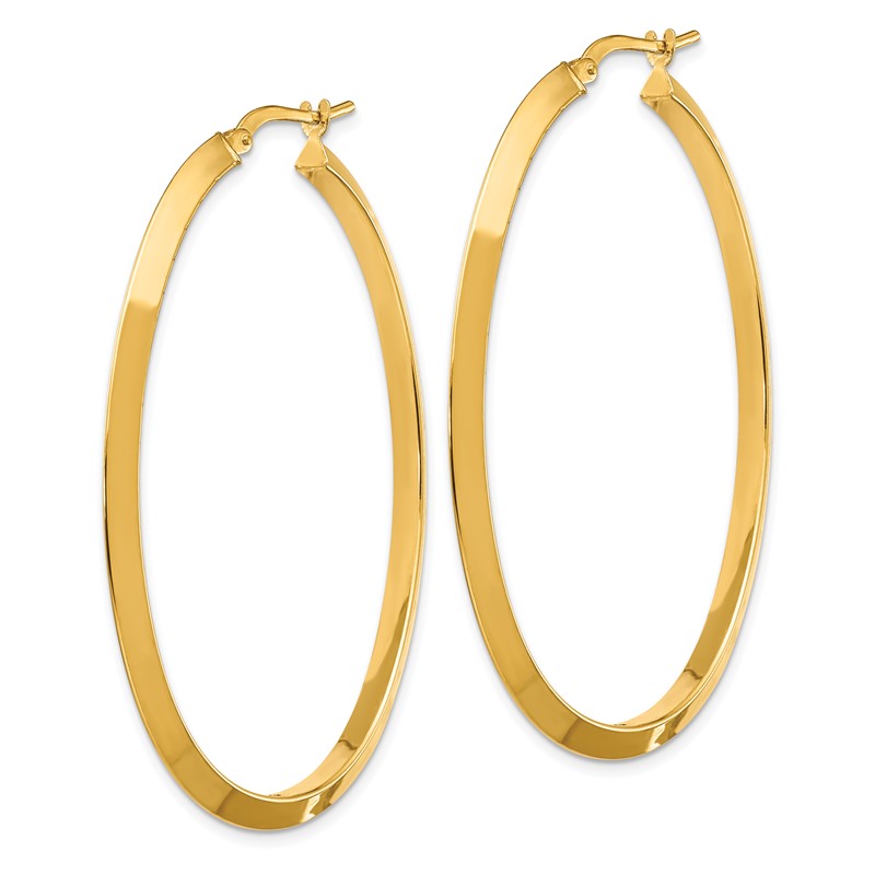 14K 3x51mm Large Knife-Edge Oval Hoop Earrings TF1638