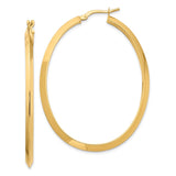 14K 3x51mm Large Knife-Edge Oval Hoop Earrings TF1638