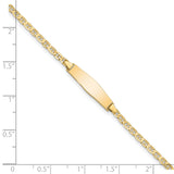 14k Polished Solid Chain/Solid Plate Flat Anchor Link Soft Diamond Shape 19.5x5.2mm Plate 7 inch ID Bracelet LID71C