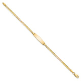 14k Polished Solid Chain/Solid Plate Curb Link Soft Diamond Shape 19.5x5.5mm Plate 6 inch Baby/Child ID Bracelet CUR070IDC