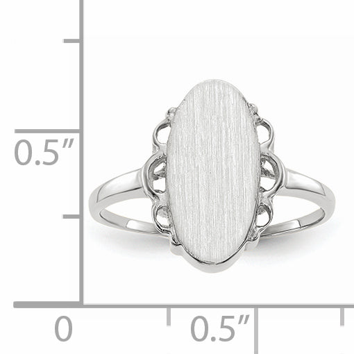 14k White Gold 7.0x14.5mm Open Back Signet Ring RS560