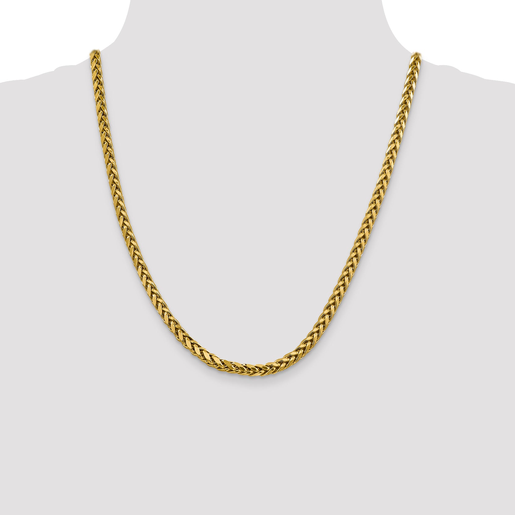 14K 18 inch 5mm Semi-Solid Diamond-cut Wheat with Lobster Clasp Chain BC186
