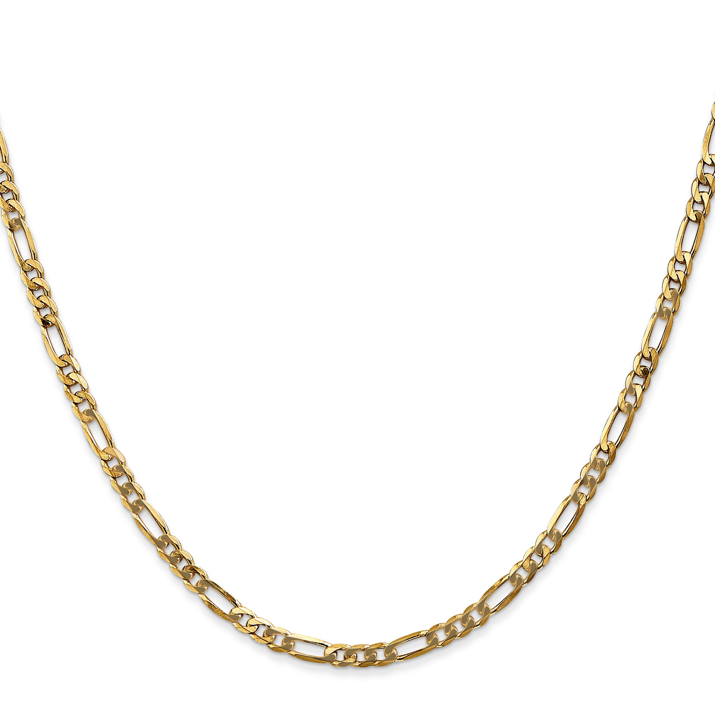 14K 26 inch 3mm Flat Figaro with Lobster Clasp Chain FFL080