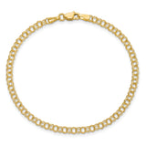14k 3.5mm Solid Double Link 7 inch Charm Bracelet DO554