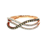 Lady's Rose 14K Gold Chocolate & White Diamond Ring (0.34 CTW)
