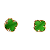 Lady's 14kt Gold Natural Jade Clover Studs