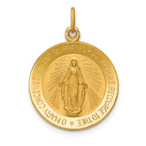 14k Polished and Satin Solid Small Miraculous Medal Round Pendant XR1773