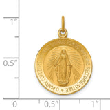 14k Polished and Satin Solid Small Miraculous Medal Round Pendant XR1773