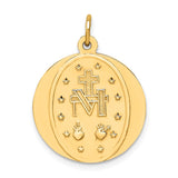 14k Polished and Satin Solid Small Miraculous Medal Round Pendant XR1773