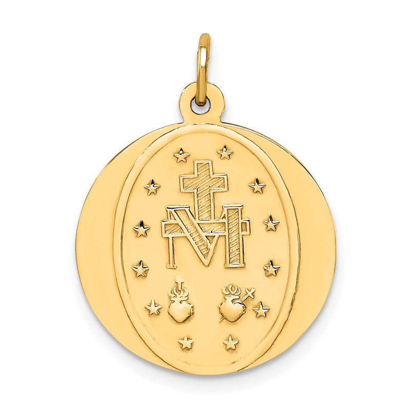 14k Polished and Satin Solid Small Miraculous Medal Round Pendant XR1773