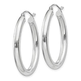 14k White Gold 3.5x32mm Polished Oval Tube Hoop Earrings TC120
