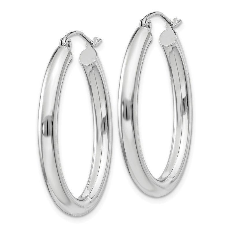 14k White Gold 3.5x32mm Polished Oval Tube Hoop Earrings TC120