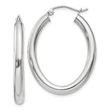 14k White Gold 3.5x32mm Polished Oval Tube Hoop Earrings TC120
