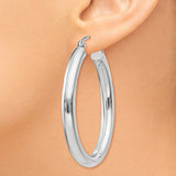 14k White Gold 3.5x32mm Polished Oval Tube Hoop Earrings TC120
