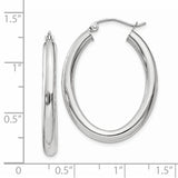 14k White Gold 3.5x32mm Polished Oval Tube Hoop Earrings TC120