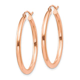 14k Rose Gold 2.5x30mm Polished Lightweight Tube Hoop Earrings TE533