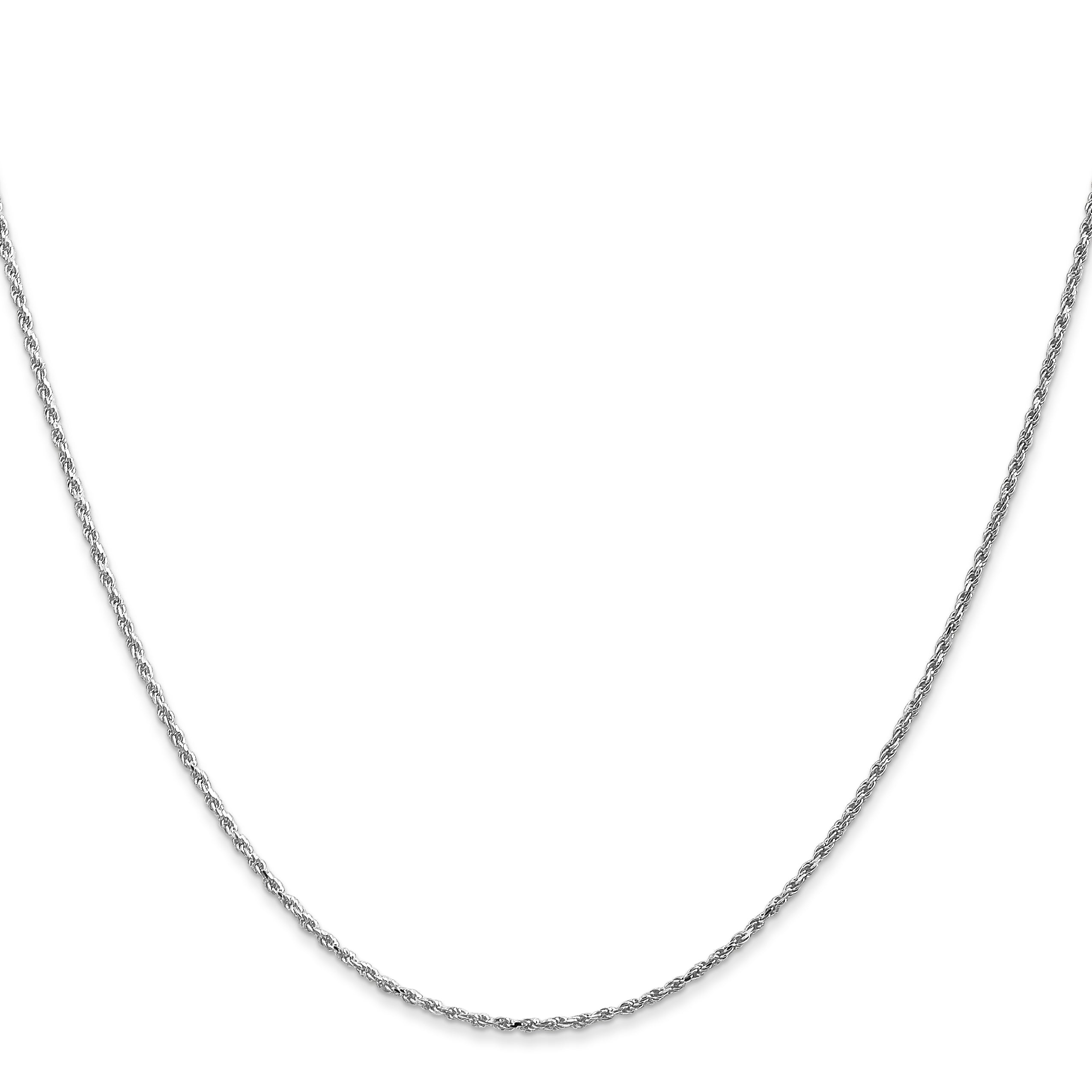 14K White Gold 10 inch 1.15mm Diamond-cut Machine Made Rope with Lobster Clasp Chain Anklet W010