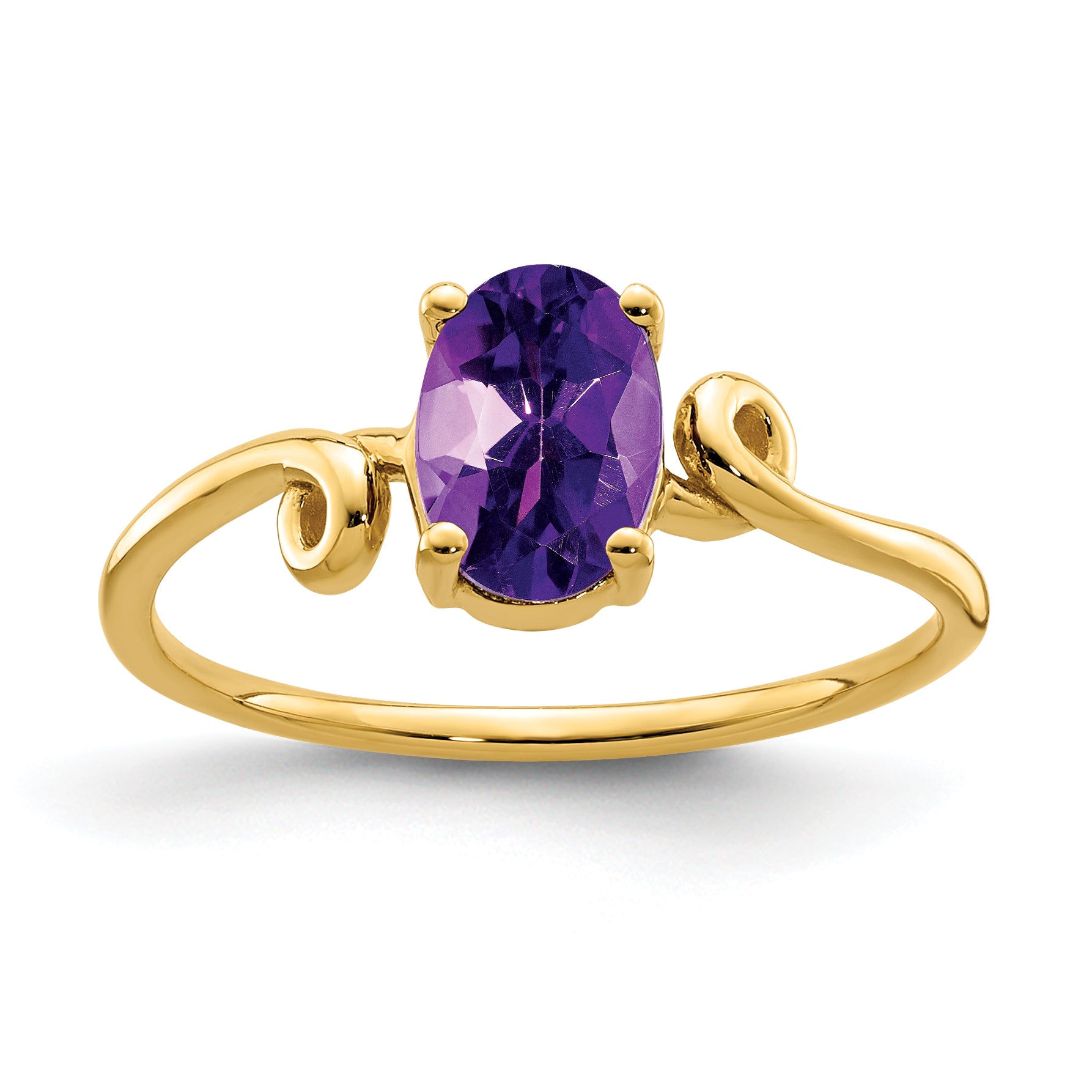 14k 7x5mm Oval Amethyst Twist Ring Y4663AM