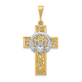 14k Two-tone Claddagh Cross Pendant D1521