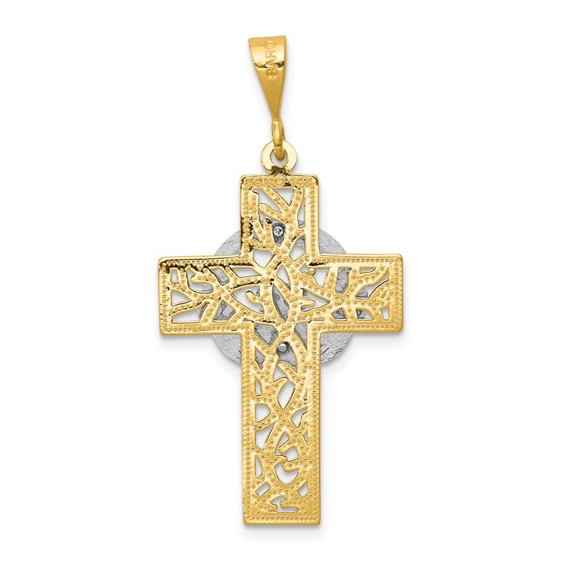 14k Two-tone Claddagh Cross Pendant D1521