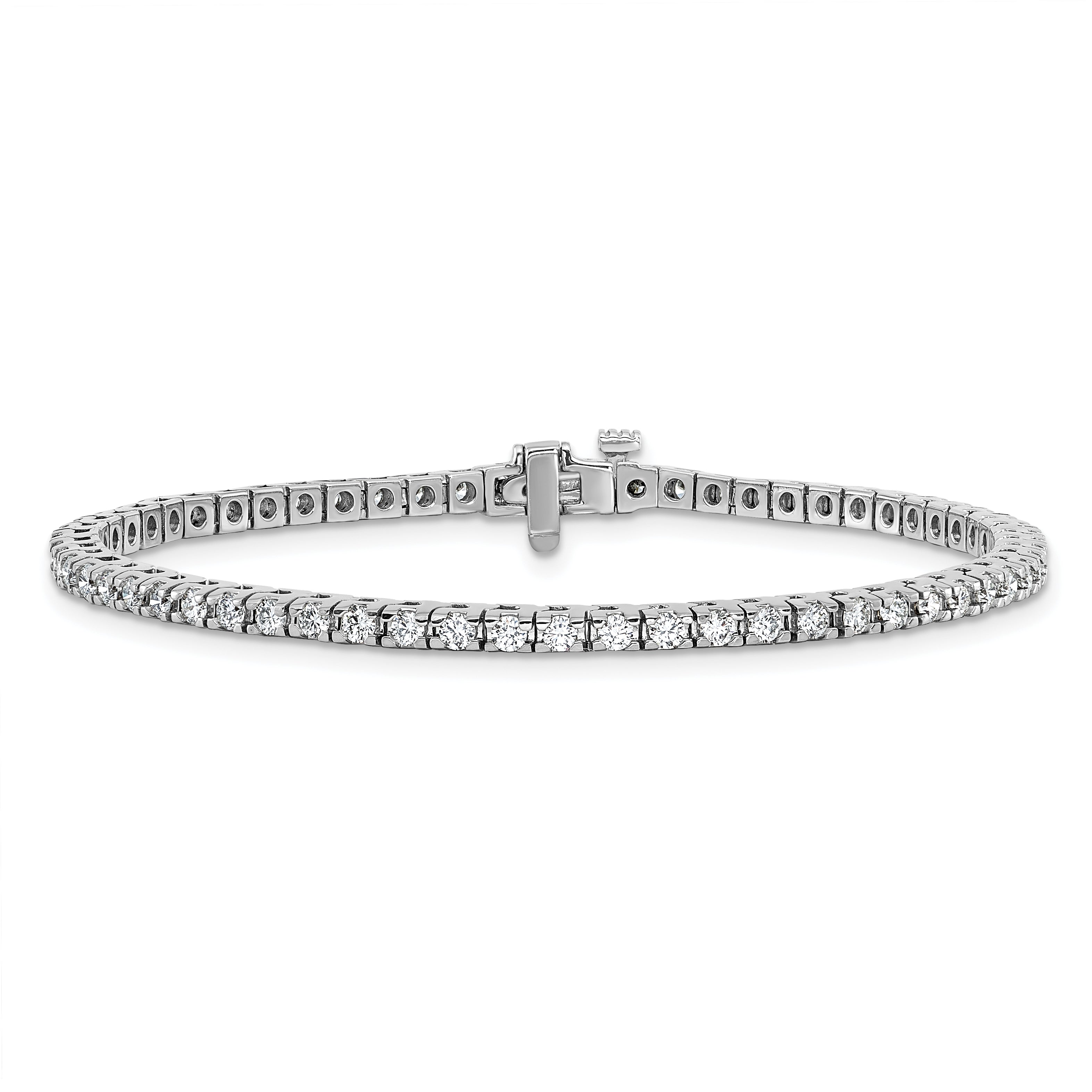 14k White Gold Complete 2.17 carat Round AAA Diamond 4-prong 7 inch Tennis Bracelet X730WAAA