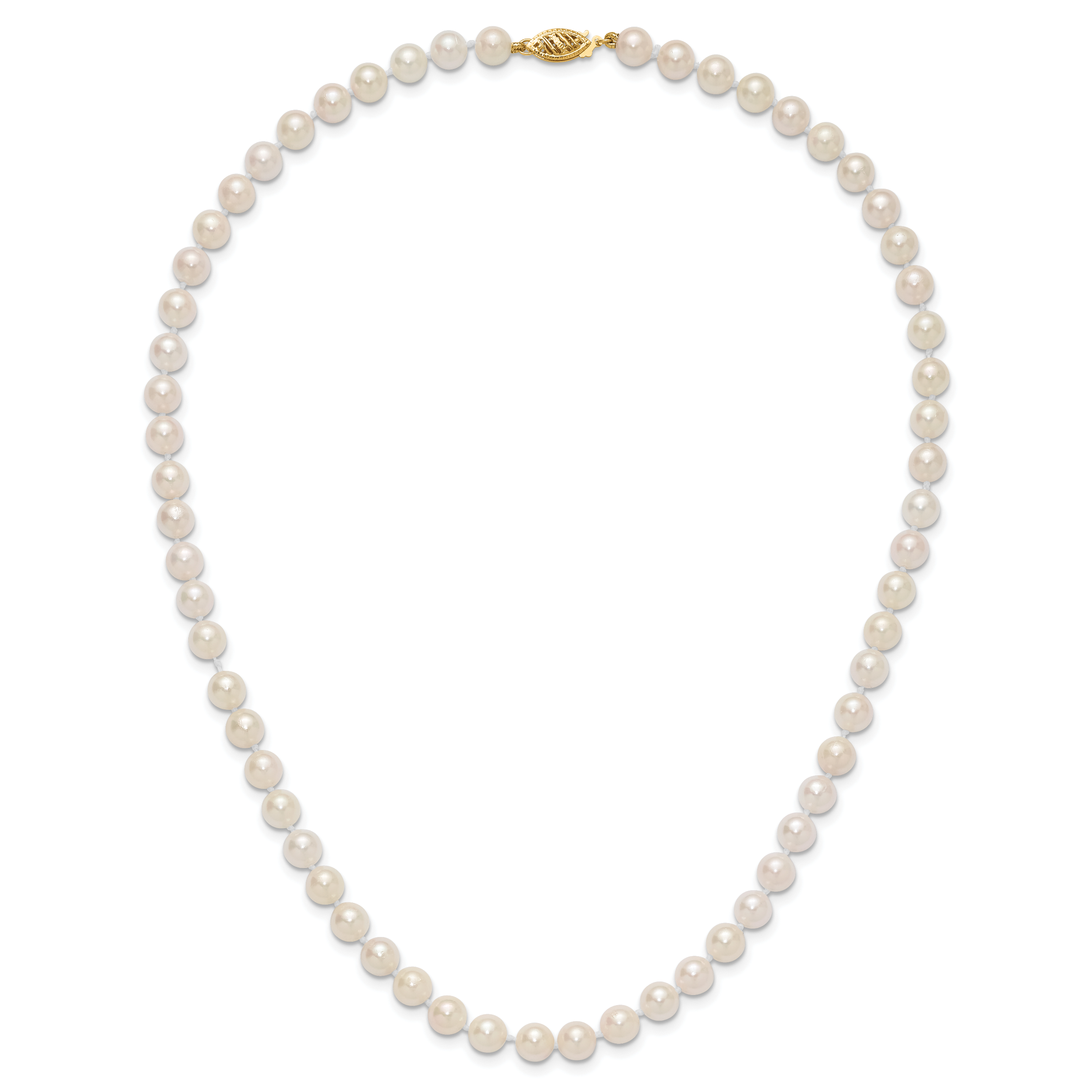 14k 6-7mm White Round Akoya Saltwater Cultured Pearl 16 inch Necklace PL60AA