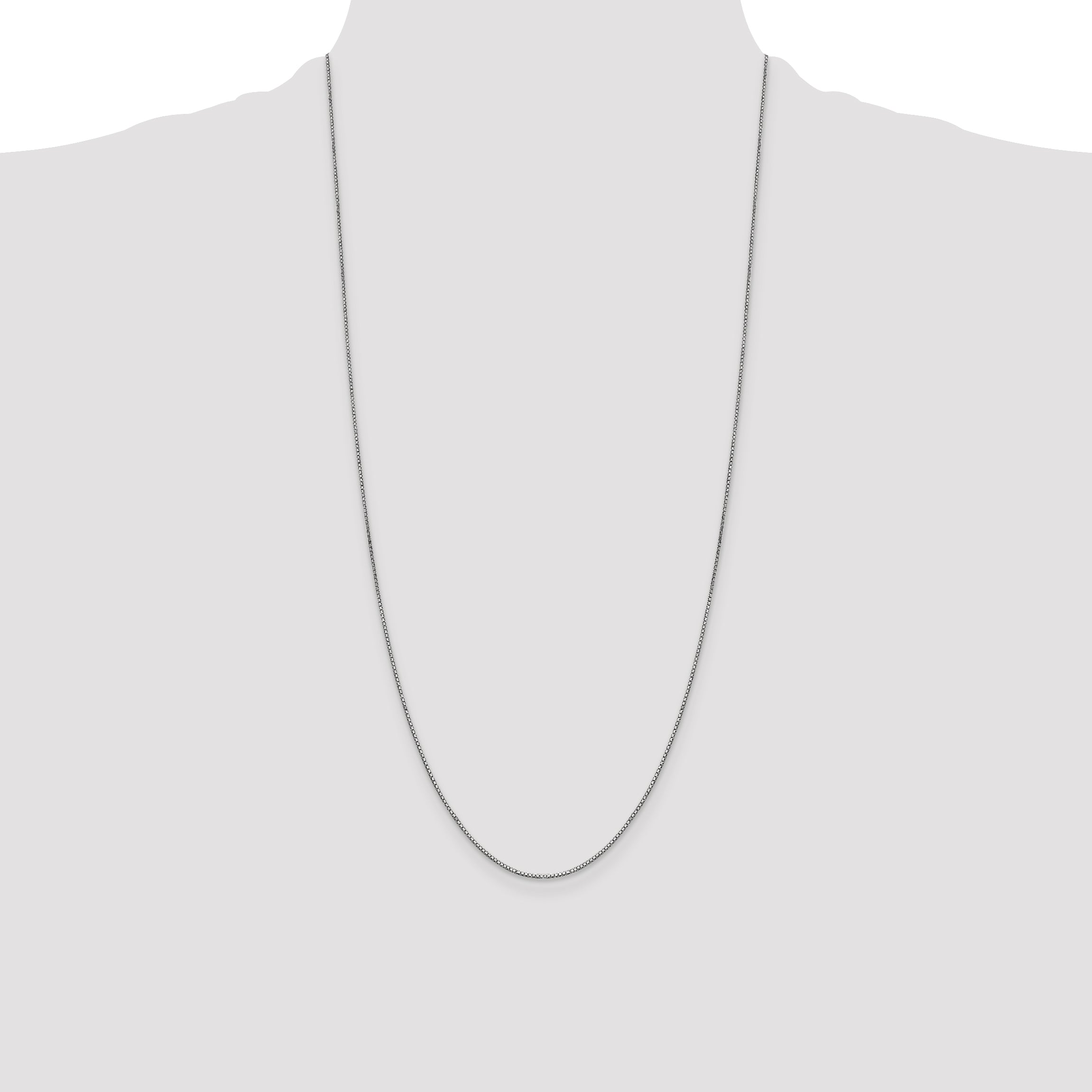 14K White Gold 26 inch .9mm Box with Lobster Clasp Chain WLB