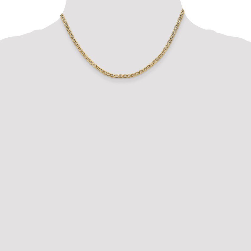 14K 10 inch 3.2mm Semi-Solid Anchor with Lobster Clasp Anklet BC122