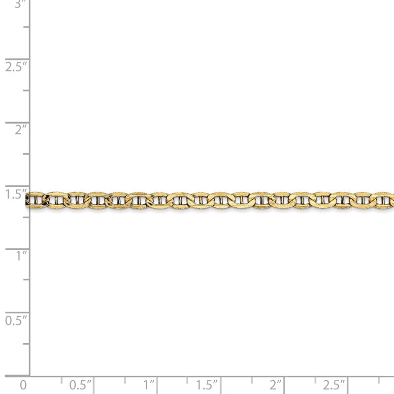 14K 10 inch 3.2mm Semi-Solid Anchor with Lobster Clasp Anklet BC122