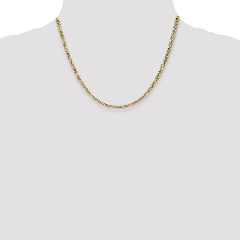 14K 10 inch 3.2mm Semi-Solid Anchor with Lobster Clasp Anklet BC122