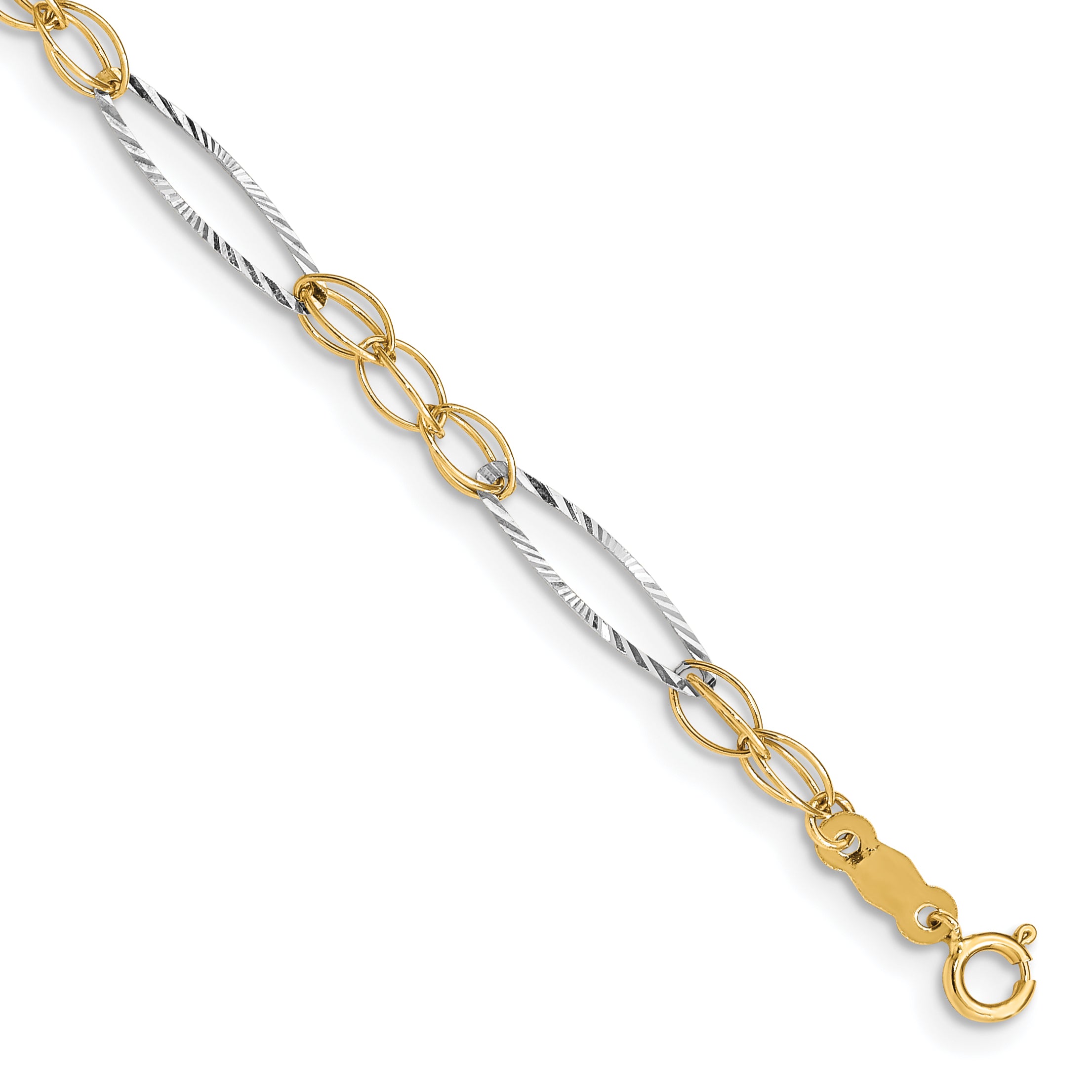 14k Two-tone Polished Oval Design 7.25 inch Bracelet FB1316