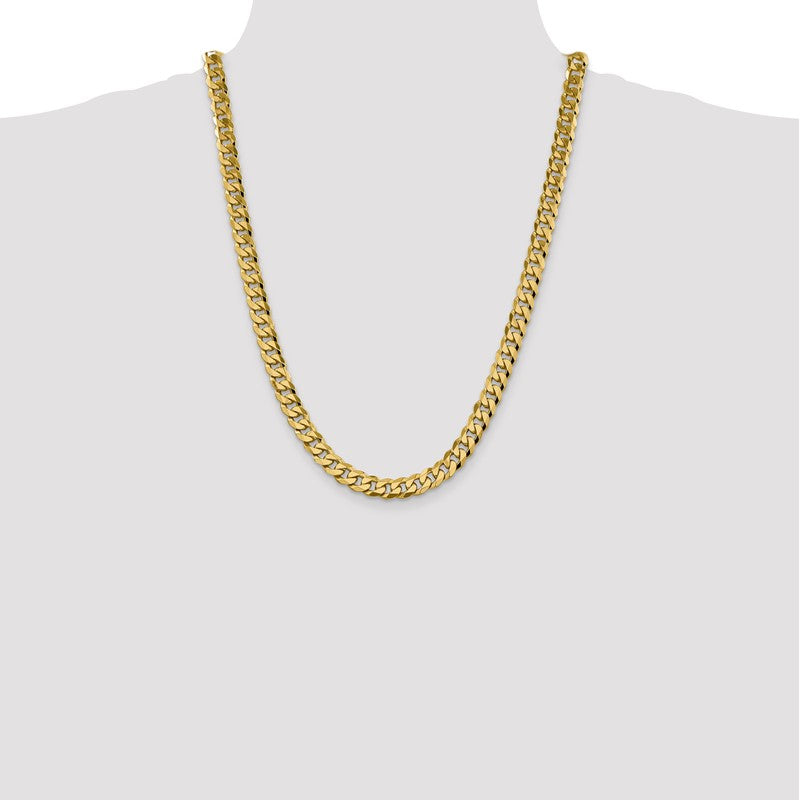 14K 26 inch 8.5mm Flat Beveled Curb with Lobster Clasp Chain FBU220