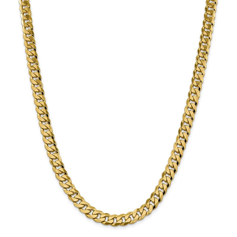 14K 26 inch 8.5mm Flat Beveled Curb with Lobster Clasp Chain FBU220