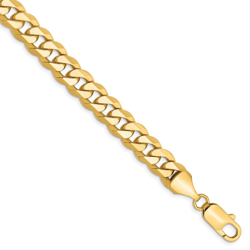 14K 26 inch 8.5mm Flat Beveled Curb with Lobster Clasp Chain FBU220